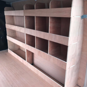 VW Transporter SWB T5 Drivers Side Plywood Racking - Half & Half